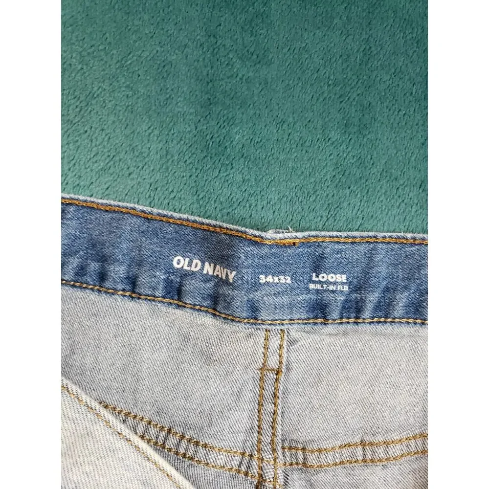 Old Navy Jeans Size 34x32 Mens Blue Pants Stretch Denim Mid Rise Loose Straight